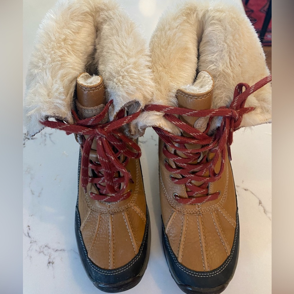 Clarks Brown and Black Winter Boots with Red Laces